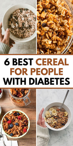 6 best cereal for people with diabets in their hands and on the table