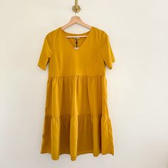 Condition: New With Tags! No Flaws Or Signs Of Wear! Details: Pieces Tiered V-Neck Short Sleeve Shift Mini Dress - Size: Xs- Color: Yellow- Material: 100% Polyester- Features: Tiered, V-Neck, Short Sleeves, Mini Length, Shift Styling, Machine Wash, Comfort, Breathable, Casual. Love The Item, But Not The Price? Make Me An Offer! Bundle With 900+ Other Items Available For Sale In My Closet! Dress Shirts For Women, Mini Shift Dress, Piece Dress, Yellow Dress, Short Sleeves, V Neck, Women Accessories, Mini Dress, Yellow