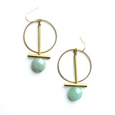 "These raw brass hoop earrings feature clean, modern shape and form with a stone accent of your choice. Earrings are 2.25\" long from top of hook. Choose from Lapis Lazuli, Green Aventurine or Red Jasper.   This made with natural gemstones and materials, so naturally color, shape, size and hue may vary.  Each piece of jewelry is handmade with the utmost care from my studio in Salt Lake City, Utah" Jasper Lapis, Coconut Oil Soap, Red Aventurine, Book Wall Art, Brass Hoop Earrings, Brass Hoops, Moonstone Earrings, Circle Studs, Earrings Green