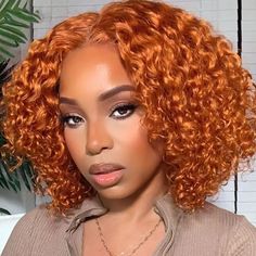 PRICES MAY VARY. 【Ginger Curly Lace Front Wig Human Hair Bob】:100% Unprocessed 10A Brazilian virgin human hair . easy to be dyed,and takes color very well,full and thick, pure plant dyed hair, healthier, fit skin comfortably, no odor,natural look, soft and bouncy. 【Ginger Human Hair Wig Cap】:The human hair lace wigs hat is made of soft, breathable and stretchy material, hair replacement wigs hat size (22-22.5 inches) with adjustable straps and 3 combs, easy to fit, ginger human hair lace front w 12 Inch Hair, Textured Curly Hair, Curly Bob Wigs, Remy Hair Wigs, Bob Lace Front Wigs, Colored Curly Hair, Curly Human Hair Wig, Curly Lace Front Wigs, Hair Brands