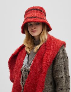 Unique handmade unisex wool red bucket hat with striped pattern (Winter hat) This panama is very warm, soft and comfortable to wear. The best decision for 2021 year. SIZE: S-M (56-57 cm) in stock M-L (58-59 cm)Custom Made L-XL (60-61 cm)Custom Made Custom Made design is made after a base pattern, similar to ready-to-wear. Note that it will take our team 10 - 15 days to make your product, so remember to add this to the delivery time. MATERIAL: Made of natural materials 100% wool Linen(Lining) Pro Red Wool Winter Hat, Red Wide Brim Winter Hat, Casual Red Bucket Hat For Winter, Red Brimmed Winter Hat, Red One Size Bucket Hat, Red Winter Bucket Hat With Short Brim, Red Winter Cloche Hat With Curved Brim, Red Winter Cloche Hat Cap, Red Cloche Hat With Curved Brim For Winter