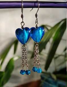 Handcrafted in the Blue Mountains of Australia with a Whole Lotta Love 💙 AQUA LOVE Cutesy and dangly. Always in fashion..Hearts are forever! Ready to ship now. Featuring beautiful aqua foil glass heart beads. These are teamed with stainless steel spacer beads and hung on metal pins. For some added swing, aqua glass accent beads dangle from stainless steel chain and hung from allergy free stainless steel hooks. They measure 4.5 cms/ 1.7 inches in length not including hook. Feature bead is 1.2 cm Heart Beaded Earrings, Whole Lotta Love, Aqua Glass, The Blue Mountains, Blue Mountains, Homemade Jewelry, Metal Pins, Allergy Free, Glass Heart