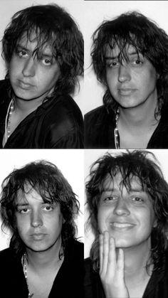 three different shots of a man with long hair