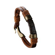 Showcase Your Unique Style with the Sparrow Elite Leather Men's Bracelet Are you a fan of a vintage rustic look? Do you adore top-notch leather with copper alloy accents? Then the Sparrow Elite Leather Men's Bracelet from EFFENTII is your go-to accessory! This fashion statement is a must-have for every leather jewelry enthusiast. It's more than just a bracelet - it's an expression of your distinct taste and personality! Uncomplicated Fit with a J-Hook Clasp One of the most convenient features of Vintage Brown Adjustable Leather Bracelet, Vintage Leather Jewelry With Waxed Finish, Vintage Adjustable Distressed Brown Bracelets, Vintage Distressed Brown Leather Bracelet, Vintage Brown Leather Strap Bracelets, Vintage Brown Leather Bracelets, Vintage Gold Leather Bracelet, Vintage Brown Leather Jewelry, Vintage Brown Leather Bracelet With Waxed Finish