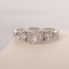 All HANDMADE ITEMS SHIP IN APPROX 8 DAYS Main Stone: Genuine natural pink quartz Main Stone Size: round cut 6 mm x 6mm Main Stone Weight: 0.86 carat Side Stone: CZs Height From The Ring Setting Bottom(to gemstone top): about 5.81 mm Width of Ring band Measure: gradually varied,about 1.79 to 4.89 mm Material: .925 Sterling Silver/14K White Gold/14K Yellow Gold/14k Rose Gold Engraved: Available For FreeNo more than 13 letters) Customized:Of course! Tell me what you want Includes With Order: All of Pink Circular Crystal Promise Ring, Delicate Morganite Round Rings, Morganite Crystal Promise Ring, Round Rose Quartz Rings For Anniversary, Rose Quartz Round Rings For Anniversary, Pink Sterling Silver Crystal Ring, Rose Quartz Anniversary Rings, Pink Rose Quartz Promise Ring, Rose Quartz Crystal Promise Ring