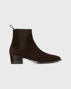 Heeled Chelsea Boot in Brown Suede Heeled Chelsea Boots, Brown Chelsea Boots, Favorite Boots, Chelsea Boot, Brown Suede, Stacked Heel, Free Bag, Brown Boots, Suede Leather