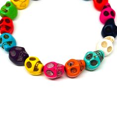 Experience the vibrant energy of Mexican culture with our Multicolored Skull Beaded Wristband Bracelet. Handcrafted with multi0color skull beads, this adjustable and elastic bracelet makes a unique and affordable gift for any woman or girl. Perfect for Halloween or Day of the Dead celebrations, this accessory is sure to make a bold statement. Other colors available. Please check our Skull Jewelry collection!_________________________• GET IT FAST!Get it fast! Ready to ship on 1 to 3 business days.• ORDER NOW!Limited Quantities / Limited Edition.• FREE GIFT BOX INCLUDED!Get a Free Craft Gift Box with any order*Thank you for stopping by!Colors/Designs and or surface texture might slightly vary from actual. Adjustable Multicolor Beaded Bracelets For Halloween, Adjustable Skull Print Bracelet As Gift, Multicolor Skull Jewelry For Day Of The Dead, Casual Adjustable Skull Beaded Bracelets, Day Of The Dead Multicolor Skull Jewelry, Frida Kahlo Earrings, Skull Beads, Colorful Skulls, Mexican Jewelry