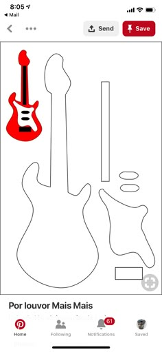 an image of a guitar cutout with the words pop for louvor mais mais