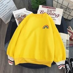 Rainbow Embroidery Korean Sweatshirts



























Size(cm)

Length

Bust

Shoulder

Sleeve







One size

-

-

-

-







S

-

-

-

-







M

64

116

60

47







L

65

120

62

48







XL

66

124

64

49







XXL

67

128

66

50







XXXL

-

-

-

-









 NOTE: ( 1 inch=2.54 cm, 1 cm=0.39 inch ) Aesthetic Oversized Hoodie, Kawaii Rainbow, Kawaii Sweatshirt, Aesthetic Clothing Stores, Rainbow Outfit, 80s Aesthetic, Streetwear Clothes, Yellow Sweatshirt, Oversized Pullover