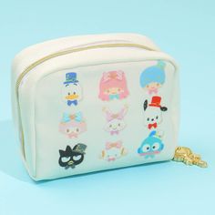 This kawaii pouch comes from the Sanrio "I'll Make You Like Me More" series. It's illustrated with Sanrio cuties all dressed up fancy. Use it to store small cosmetic items like lipstick and mascara! Comes with a wand charm on its zipper Characters Like Me, Sanrio Pencil Case, My Melody Pencil Case, Sanrio Pencil Pouch, Sanrio Beauty Products, Sanrio Packing Bag, Cosmetic Items, Sanrio Characters, Pouch