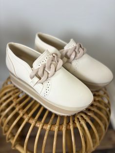 Ivory slip-on platform sneaker with Nude chain detailing! Fit: We recommend sizing UP a half size in this style! *ALL shoes are shipped out of box!* Platform Sneaker, Paloma, Sale Items, Slip On Sneaker, Slip On, Chain, Sneakers