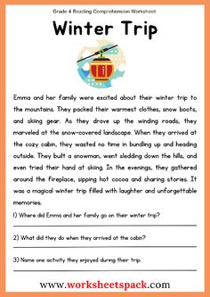 the winter trip worksheet for kids