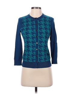 Banana Republic Silk Cardigan Size: X-Small Sweaters & Sweatshirts - used. 52% Silk, 35% Polyester, 13% Cotton, Houndstooth | Banana Republic Silk Cardigan Sweater: Blue Houndstooth Sweaters & Sweatshirts - Size X-Small Fall Cotton Tops With Houndstooth Pattern, Fall Cotton Houndstooth Top, Cotton Houndstooth Tops For Fall, Casual Plaid Sweater With Houndstooth Pattern, Blue Houndstooth Long Sleeve Outerwear, Blue Long Sleeve Outerwear With Houndstooth Pattern, Fitted Houndstooth Pattern Tops For Winter, Fitted Houndstooth Tops For Winter, Fitted Houndstooth Pattern Tops For Fall