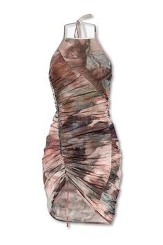 This stunning pastel-print tulle dress is the epitome of luxury and style. Made from draped, slightly see-through elastic tulle, it features an all-over multicolor pastel print that exudes elegance and charm. The halter neck tied at the back adds a touch of sophistication, while the asymmetric design with drawstring creates a unique and eye-catching look. With a fitted cut and a model who stands 180cm tall, this dress is the perfect choice for those who appreciate high-end designer fashion. If y High End Designer Fashion, Pastel Trends, Balmain Dress, Pastel Print, Halterneck Dress, Asymmetrical Design, Clothing Size Chart, Tulle Dress, Knee Length Dress