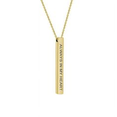 Anavia Always In My Heart Gold Stainless Steel Quote Bar Necklace Inspirational 4-Sided Bar Necklace Engravable bar jewelry are one of the best keepsakes that can be gifted, due to how personal and memorable it can be.This engraved bar necklace features a beautiful bar pendant with the words "Always In My Heart".This little inspirational gold bar necklace is perfect for everyday wear.This little family necklace is perfect for everyday wear.Lovely gold quote pendant on a stainless steel chain. Si Gold Quotes, Engraved Bar Necklace, Always In My Heart, Stainless Steel Cross Pendant, Necklace Quotes, Bar Jewelry, Family Necklace, Gold Bar Necklace, Silver Jewelry Pendant