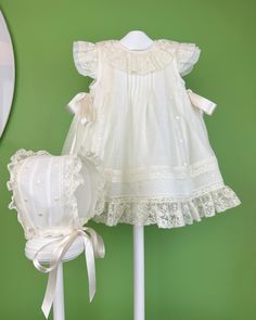 YoYo Boutique Baptism Lina Dress with Bonnet White Baptism Dress, Communion Headpiece, Baptism Dresses, Carolina Dress, Cindy Dress, Christening Dresses, Dress For Baby Girl, Bella Dress, Muslin Dress