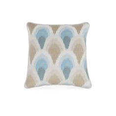 a blue and beige pillow on a white background