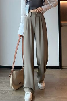 High Waist Wide Leg Office Pants – Tomscloth Modest Slacks Outfit, Ruffle Bathing Suit, Beach Dress Summer, Office Pants, Punk Woman, Trousers Women Wide Leg, Long Sleeve Swimwear, Chiffon Kimono, Print Swimwear