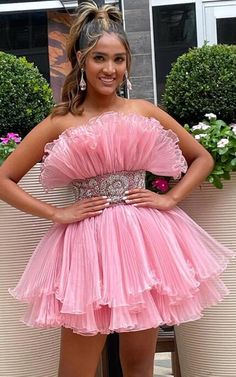 Strapless Organza, Dress Short Prom, 2023 Homecoming, Short Graduation Dresses, Homecoming Dress Short, Mini Prom Dresses, Cheap Homecoming Dresses, 16 Dresses, Pink Dresses