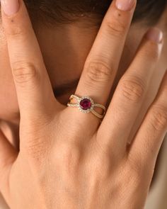 "Natural Ruby Diamond Engagement Ring/14k Gold Ruby Ring/July Birthstone/Split Shank/Round Cut Ruby Halo Ring/Bridal Promise Ring for Her ★ ★ ★ CUSTOM/DUTY-FREE SHIPPING WORLDWIDE, BUYERS DON'T HAVE TO PAY ANY CUSTOM FEES WHILE IMPORTING ★ ★ ★ ★ Details ★ Made to order Material: 14k/18k Gold Color Options: Yellow Gold, White Gold, Rose Gold ★ Center Stone Ruby, Round Size: 6mm Approx Weight (Ct): 0.8 ★ Accent Stones Diamond Round Size: 1.1 mm * 62 Nos Approx Weight (Ct): 0.372 ★ 100% Natural Dia Ruby Diamond Engagement Ring, Pink Tourmaline Engagement Ring, 14k Gold Ruby Ring, Gold Ruby Ring, Tourmaline Engagement Ring, Ruby Ring Gold, Promise Ring For Her, Split Shank Ring, Pink Tourmaline Ring