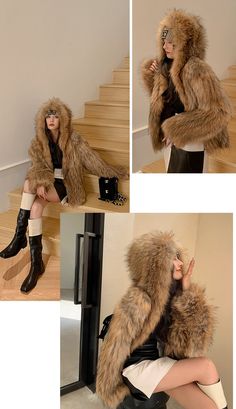 This fur jacket is very comfortable, and it looks super-cool. This jacket is highly appreciated among women for its creditable design. This attractive jacket will add style to your winter look. This casual-style jacket will help to stay cozy and stylish. It comes in an exuberant tint and is made with fine-quality raccoon dog fur. Specifications Style: Casual Season: Winter Outerwear Type: Real Fur Origin: Mainland China Material: Fur,Raccoon Dog Fur Gender: WOMEN Brand Name: GeraldBlack Bust-80- Trendy Hooded Fur Coat For Fall, Hooded Faux Fur Coat With Fluffy Detail, Hooded Fluffy Faux Fur Coat, Fluffy Hooded Faux Fur Outerwear, Fall Outerwear With Faux Fur Trim, Hooded Mink-colored Faux Fur Outerwear, Fluffy Hooded Faux Fur Coat, Hooded Outerwear With Faux Fur Trim, Warm Faux Fur Coat For Fall