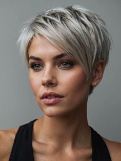 36 Spring Pixie Haircut Ideas that will glamorize in 2024 Pixie Haircut And Color Ideas, Pixie Cut Fine Hair Over 50, Pixie Hair Fine Hair, Blonde Pixie Haircut Short Fine Hair, Platinum Pixie Haircut, Edgy Short Haircuts For Thick Hair, Short Funky Pixie Haircut, Long Pixie Haircut For Thick Hair, Pixie Haircut 2024