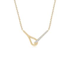 This interlocking loop pendant in 14k yellow gold is effortlessly elegant and chic. The diamond-studded loop is entwined with a polished plain loop, symbolizing a strong bond of love and commitment. Gold Jewelry With Brilliant Cut In Modern Style, Loop Pendant, 18k Rose Gold, White Diamond, Of Love, 18k Gold, Gold Necklace, Yellow Gold, Rose Gold