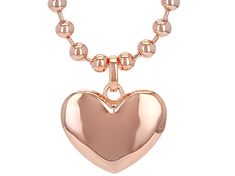 Timna Jewelry Collection™ Copper Beaded Heart Charm Necklace. Measures Approximately 0.85"L x 0.84"W. Lobster Claw Clasp. Heart Shaped Ball Chain Necklace For Gift, Heart-shaped Ball Chain Necklace Gift, Heart Shaped Ball Chain Necklace For Valentine's Day, Heart-shaped Ball Chain Necklace For Valentine's Day, Valentine's Day Gift Ball Chain Necklace, Rose Gold Heart Beads Pendant Necklace, Rose Gold Heart Beads Necklace For Valentine's Day, Rose Gold Heart Pendant Necklace With Beads, Rose Gold Heart Beaded Pendant Necklace