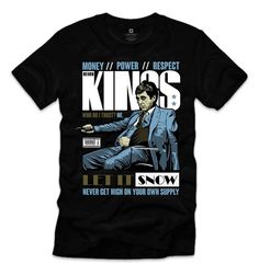 Retro Kings - SCARFACE MAG TEE – Streetwear Official Streetwear Clothing, Streetwear Outfit, Worlds Largest, Tshirt Print, Printed Shirts, Cotton Tshirt, Size Chart, Online Store, Street Wear