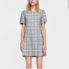 Zara Black & White Plaid Check Dress Short Sleeves Size Large L Euc L1295 Short Sleeves With Puff, Back Zip Closure, Unlined. No Flaws. Excellent Pre-Loved Condition! Black Fitted A-line Plaid Dress, Short Sleeve Plaid Dress For Fall, Fitted Plaid Mini Dress, Casual Black Plaid Midi Dress, Fitted Black Knee-length Plaid Dress, Casual White Plaid Short Sleeve Dress, Casual White Short Sleeve Plaid Dress, Casual Plaid Midi Dress For Work, Classic Knee-length Plaid Dress