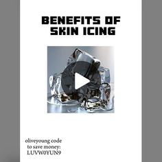 an advertisement for skin icing with ice cubes on the bottom and text below it