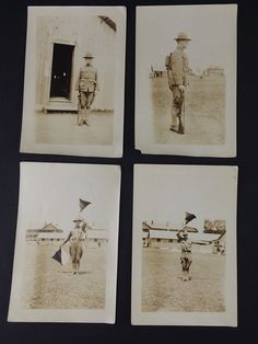 four old black and white photographs of soldiers