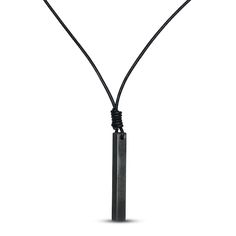 A 23-inch waxed black cord creates this handsome men's necklace. The cord holds a vertical, black ion-plated stainless steel bar to create a modern and stylish look for him. The necklace secures with a lobster clasp. Modern Black Necklaces For Everyday Use, Modern Black Necklace For Everyday Use, Modern Black Necklace For Everyday, Black Jewelry With Adjustable Length For Everyday, Black Necklace With Adjustable Length On Waxed Cord, Black Waxed Cord Jewelry For Everyday Use, Bald Style, Guy Jewelry, Mens Cords