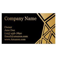 a black and gold business card with an abstract design