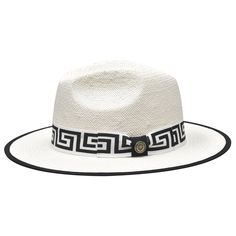 Valentino Wide Brim Pinch Front Fedora by Bruno Capelo – DAPPERFAM Classic Visor Panama Hat For Summer, Classic Panama Visor Hat For Summer, Chic Straw Fedora Panama Hat, Adjustable White Straw Fedora, Chic White Toquilla Straw Hat, Woven Paper Straw Fedora With Flat Brim, White Straw Fedora With Flat Brim, White Woven Fedora For Summer, Elegant Fedora Straw Hat Made Of Paper Straw