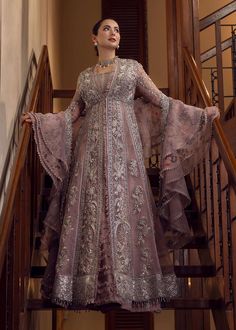 Pakistan Bridal dress | Women Dresses Glamorous Organza Dress For Banquet, Glamorous Organza Banquet Dress, Elegant Festive Dresses For Reception, Elegant Festive Reception Dress, Glamorous Festive Maxi Dress For Banquet, Long Sleeve Organza Gown For Banquet, Elegant Festive Evening Wedding Dress, Organza Long Sleeve Reception Dress, Elegant Wedding Dress For Reception