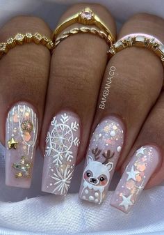 Christmas Nail Art Designs Winter, Christmas Nails 2024, Christmas Nails Gingerbread, Nails Navidad, Navidad Nails, Nail Swag, Uñas Acrilicas