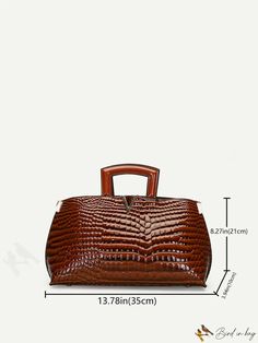 BirdinBag - Chic Crocodile Pattern Brown Tote Bag: Exude Sophistication with Style Business Satchel With Crocodile Pattern, Business Shoulder Bag With Crocodile Pattern And Top Handle, Business Shoulder Bag With Crocodile Pattern, Business Crocodile Pattern Shoulder Bag, Business Brown Crocodile Pattern Bag, Brown Crocodile Pattern Satchel For Business, Business Crocodile Pattern Satchel Bag, Elegant Business Bag With Crocodile Pattern, Elegant Business Bags With Crocodile Pattern