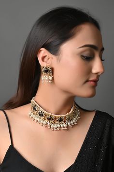 Indian Kundan Meenakari Choker Necklace With Earrings, Indian Jewelry, Bridal Wedding Necklace Set, Ethnic Jewellery, Bollywood Jewelry Gold Plated Kundan Meenakari Bridal Indian Choker Necklace Set with Earrings embellished with Shell Pearls and Tiny inspired by Sabyasachi jewelry style. PRODUCT DETAIL: * Necklace Length: Choker (comes with adjustable Sarafa/Dori/Cord) * Earrings Length: 2 inches approx * Color: Choose from drop-down menu * Material: Brass and stone * Package: Necklace and Earring STYLE TIP: Wear this with any Indian for a rich and royal look because nothing is more regal than a choker necklace. We love teaming this with any color. This will go perfectly with all attires. ABOUT US: Jaipri makes each piece of its product by learning techniques and crafts from deep down in Ceremonial Meenakari Temple Jewelry Bridal Earrings, Chandbali Motifs Jewelry For Diwali, Temple Jewelry With Motifs For Diwali, Traditional Meenakari Jewelry Sets For Celebration, Temple Jewelry Sets For Celebration With Meenakari, Ceremonial Kundan Jewelry With Motifs, Chandbali Wedding Jewelry With Motifs, Ceremonial Jewelry With Chandbali Motifs, Bollywood Meenakari Bridal Earrings For Ceremonial Occasions