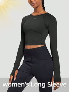 Women's Long Sleeve Crop Top Workout Athletic Shirt Running Top Slim Fit Black   Long Sleeve Knitted Fabric Letter,Plain  High Stretch  Women Activewear, size features are:Bust: ,Length: ,Sleeve Length: Crop Top Workout, Fuzzy Skirt, Áo Crop Top, Sports Jackets Women, Top And Pants Set, Sport Tank Tops, Running Tops, Athletic Shirts, Seamless Leggings