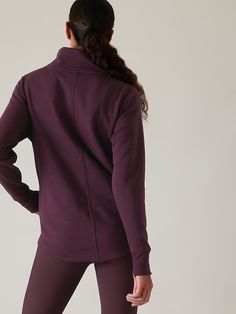 Cozy Karma Twist Neck Sweatshirt | Athleta Long Sleeve Activewear With Pockets For Loungewear, Long Sleeve Activewear With Pockets, Fleece Long Sleeve Activewear With Pockets, Functional Fleece Outerwear For Loungewear, Athleisure Sweats With Side Pockets For Winter, Relaxed Fit Fleece Activewear With Side Pockets, Fleece Half-zip Athleisure Activewear, Fleece Activewear With Side Pockets And Relaxed Fit, Sporty Sweats With Ribbed Cuffs For Relaxation