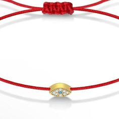 With a simple pull of the cord you can adjust this lucky bracelet to fit your wrist-- it's one size fits all protection red string bracelet! Handwoven on a durable nylon cord made specifically for jewelry, this bracelet features a macrame closure for easy wearing. A perfect give for your best friend, mom, grandmother, or anyone that you hold dear to your heart and to let them know you're thinking of them. The evil eye to watch over and protect you. Sterling silver with 14k yellow gold vermeil * Red Adjustable Friendship Jewelry, Red Adjustable Cord Friendship Jewelry, Red Adjustable Cord Jewelry For Friendship, Red Adjustable Cord Bracelets, Red Adjustable Nylon Cord Bracelets, Adjustable Red Braided Nylon Cord Bracelet, Adjustable Red Nylon Cord Bracelet, Adjustable Red Braided Nylon Bracelet, Adjustable Red Nylon Cord Braided Bracelet