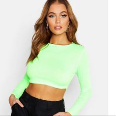 Brand New With Tags Green Crop Top, Lime Green, Crop Top, Neon, Womens Tops, Size 6, Crop Tops, Brand New, Tags