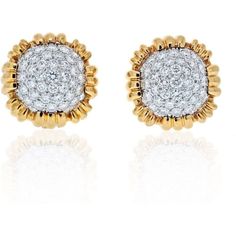 Get ready to dazzle with these exquisite David Webb 18K Yellow Gold 7.00 Carat Pave Set Cushion Shaped Diamond Clip Earrings! Imagine the radiant sparkle of round cut diamonds, totaling an impressive 7.00 carats, beautifully arranged in a button-shaped design.Crafted with precision and passion, these earrings feature a platinum center, enhancing the brilliance of the diamonds. The 18K Yellow Gold frame adds a touch of warmth and elegance, making these earrings a versatile choice for both casual Luxury Yellow Gold Diamond Earrings For Anniversary, Luxury Yellow Gold Brilliant Cut Diamond Earrings, Luxury Yellow Gold Diamond Earrings With Brilliant Cut, Luxury Brilliant Cut Yellow Gold Diamond Earrings, Luxury Formal Diamond Earrings With Brilliant Cut, Luxury Formal Cluster Earrings With Single Cut Diamonds, Classic Gold Diamond Earrings With Baguette Diamonds, Luxury Diamond Earrings With Brilliant Cut For Formal Events, Classic Gold Baguette Diamond Earrings