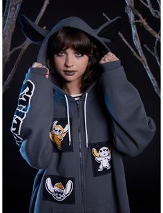 Her Universe Disney Halloween Stitch Oversized Hoodie Halloween Stitch, Doctor Who Costumes, Stitch Ears, Batwing Cardigan, Stitch Halloween, Stitch Hoodie, Christmas Sweater Vest, Disney Halloween Costumes, Her Universe