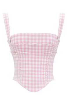 Gingham Corset, Y2k Soft Girl, Cute Corset, Rose Shadow, House Of Cb Dresses, Pink Corset, Girl Closet, Gingham Tops, Hourglass Shape