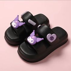 Sanrio Authorized Kuromi Slides, Cute 3d Decor Lightweight Soft Eva Slides, Non-Slip Platform Seaside Shoes Size: 7.5/8 New Without Tags Kuromi Shoes, Sanrio Shoes, Sanrio Tote, Slides Slippers, 3d Decor, Sanrio Kuromi, Cream Blush, Slipper Socks, Pink Polka Dots