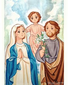 an image of jesus holding flowers with two other people