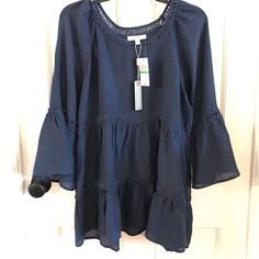 This Navy Blue Spense Peasant Top Is Beautiful. Nwt. Size L. Fall Beach Peasant Tunic Top, Casual Bell Sleeve Peasant Top For Summer, Flowy Casual Peasant Top For Vacation, Flowy Peasant Top For Vacation, Fall Vacation Tunic Peasant Top, Fall Peasant Tunic Top For Vacation, Spring Vacation Tunic Peasant Top, Blue Flowy Peasant Top For Spring, Spring Beach Tunic Peasant Top