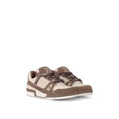 LOUIS VUITTON® - Lv Trainer Sneaker - Taupe Lv Trainers, Lv Trainer Sneaker, Brown Trainers, Louis Vuitton Gifts, Louis Vuitton Sneakers, Vintage Basketball, Louis Vuitton Official Website, Heart Clothes, Trunk Bag